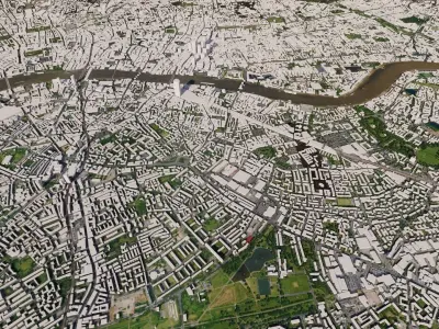 London Low-poly city of from space 3D model