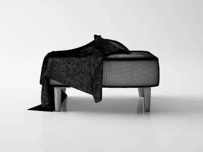 Black Ottoman - High Quality Furniture 3D model