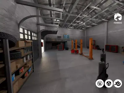 Modular - Industrial Garage - All Formats Low-poly 3D model