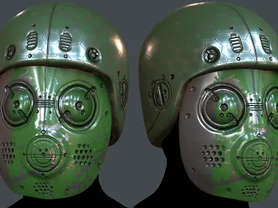 Gas mask helmet 3d model scifi Low-poly Low-poly 3D model 14