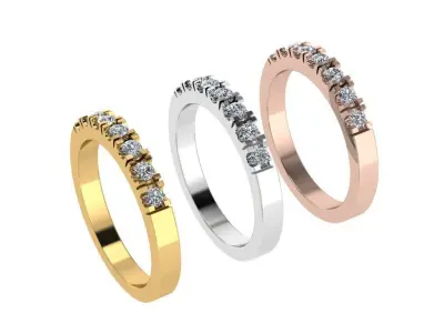 Ring065 gold wedding band with diamonds 3D print model