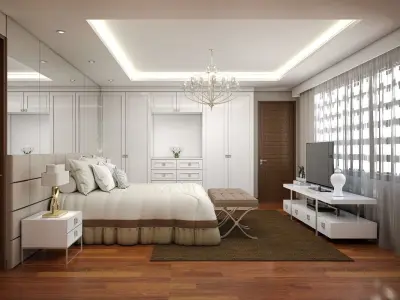 3 Bedroom modern with wood flooring and walls 3D model