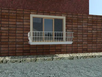 french window and balcon 3D model