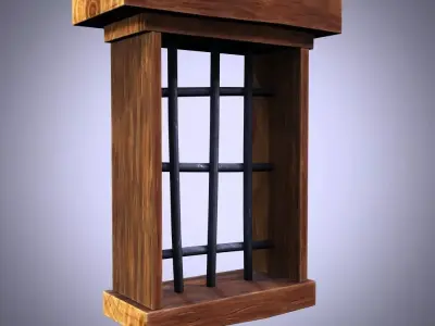 cartoon Old Wooden Window 2 Low-poly 3D model Low-poly 3D model