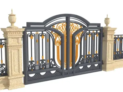 Entrance Forged Gates in classic style 3D model