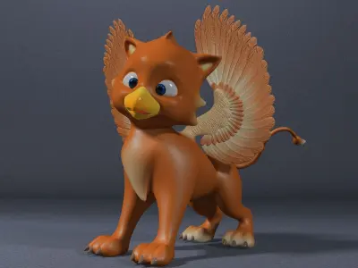 Baby Griffin Rigged Low-poly 3D model