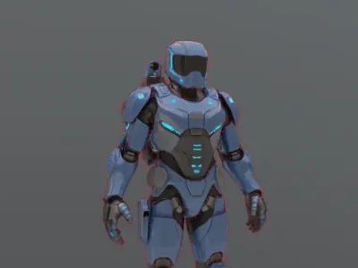  Soldier Sci-Fi Game-Ready 3D Character Model Low-poly 3D model