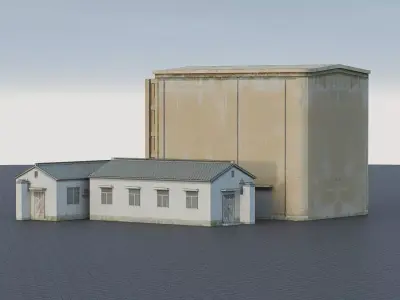 Rural industrial facility in China Low-poly 3D model