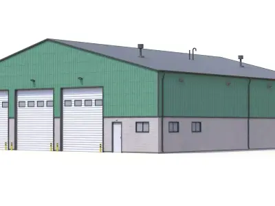 Green Industrial Building 32 PBR Low-poly 3D model