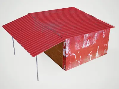 Old Garage Low-Poly PBR Low-poly 3D model
