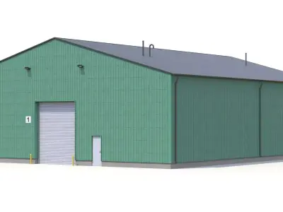 Green Industrial Building 39 PBR  Low-poly 3D model