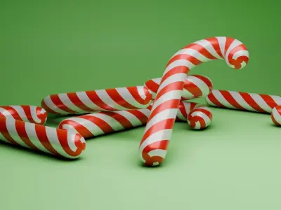 Candy Cane 3D Model 3D model