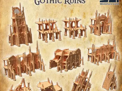 Modular Gothic Ruins  Tabletop Terrain 28 mm 3D print model