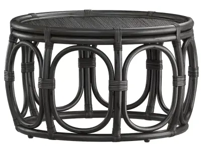 Black Round Wicker rattan bamboo table 3D model