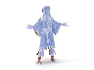 Indigenous D Character Model Rigged and Animated Low-poly 3D model