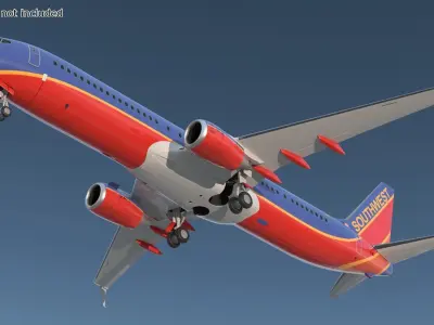  Southwest Airlines Boeing 737-900 with Cabin and Doors Rigged for Maya 