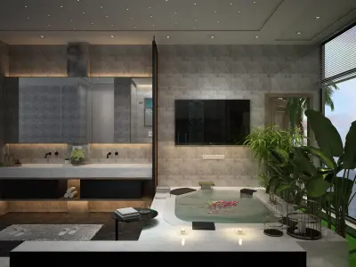 Master Bathrom with Sauna Indochine style 3D model