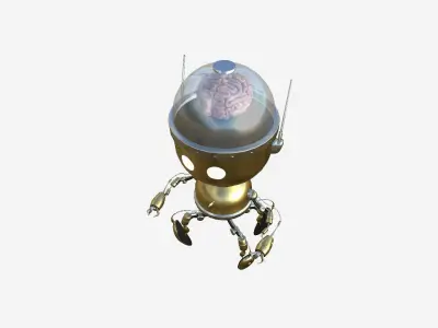 Brain Robot G06 Golden - SciFi Character Design Low-poly 3D model