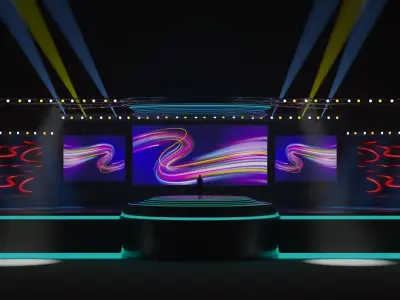 Entertainment Concert Event Stage 3D with Colorful Light 3D model