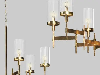 light-19 brass chandelier with four glass candle holders 3D model