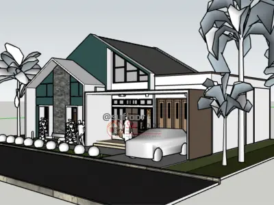 House 15x15m code 414 - Sketchup 3D model