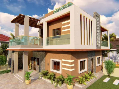 Exterior Residential Scene  - Lumion Render - Architecture Low-poly 3D model