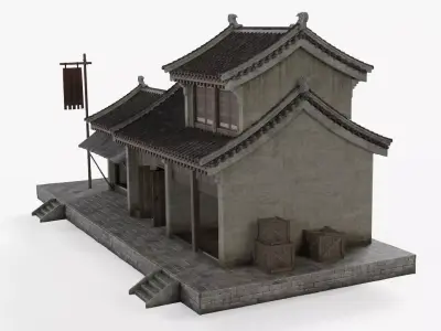 Ancient Japanese Architecture Low-poly 3D model