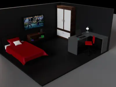 Low Poly Interior Low-poly 3D model