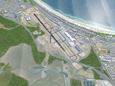 Gold Coast Airport 8km Low-poly 3D model