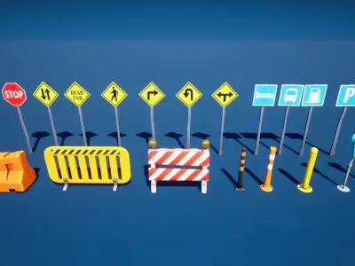 City Street Props Stylized Low-poly 3D model