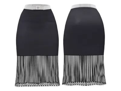 Frill Edge Retro Top Pencil Skirt Shoes Outfit Low-poly 3D model