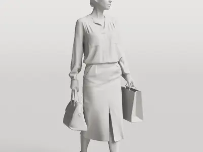 Humano Elegant woman walking  with a shopping bag 0304 3D model
