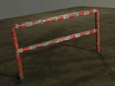 Road Barriers Set Low-poly 3D model