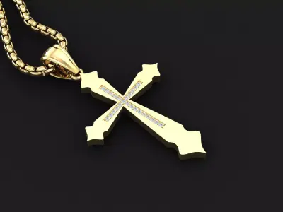High Cross Pendant Light Gold 18K 3CP038 3D print model