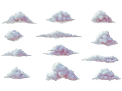 Clouds Pack - 12 in 1 Low-poly 3D model