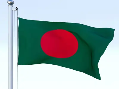 Animated Bangladesh Flag Low-poly 3D model