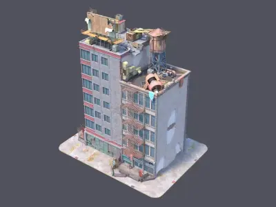 New York Building modular Low-poly 3D model