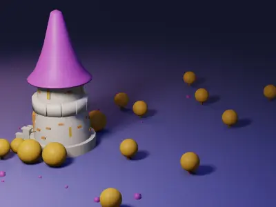 Small cartoon ancient castle 3D model