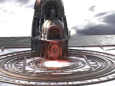 Baroque observatory Tower Kitbash 1 Low-poly 3D model