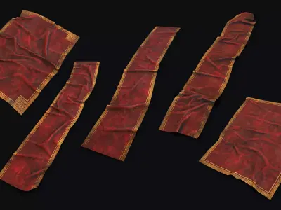  Old Carpet Collection Low-poly 3D model