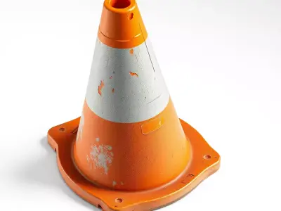 Weathered Traffic Safety Cone Low-poly 3D model