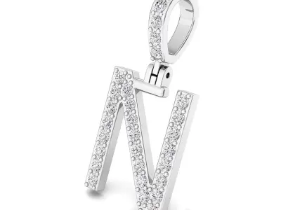 Alphabet N-letter single row pendant 3D print model