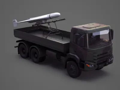  Military Transport Truck with Drone Launcher Geran-2 White 