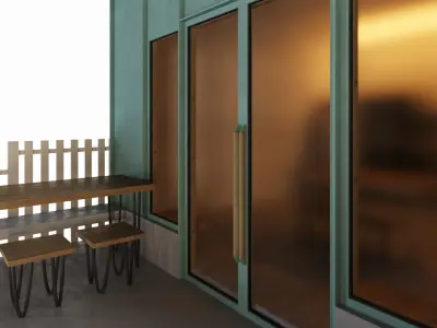 Entrance aluminum doors 3D model