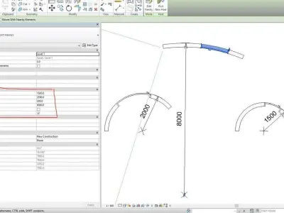 3D model Curved Door Revit Family Full Parameter 3D model