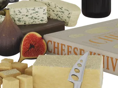 Knives and Cheese Low-poly 3D model