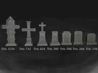 Headstone headstones Low-poly 3D model