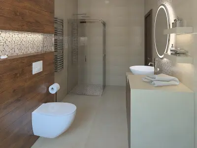 Bathroom with a beautiful mosaic wall 3D model