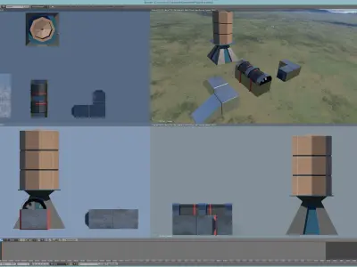 Four Modern Buildings  Low-poly 3D model