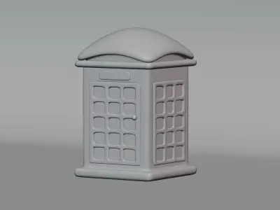 Red Telephone Booth Low-poly 3D model